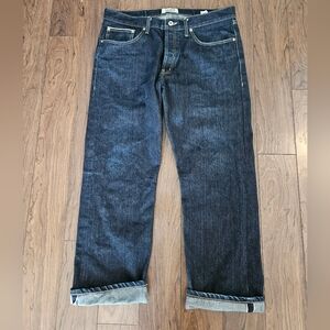 Naked & Famous True Guy Selvedge Denim Jeans Men 38x30 Indigo Salvaged Selvedge